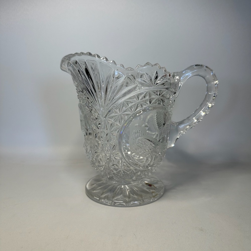 Vintage Hofbauer Byrdes Crystal Footed Pitcher 6" Tall 24oz German Lead Glass